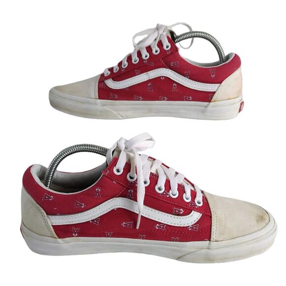 VANS Customs Men's 9.5 Los Angeles Anaheim Angels Low Top Sneakers Baseball MLB - Picture 3 of 9